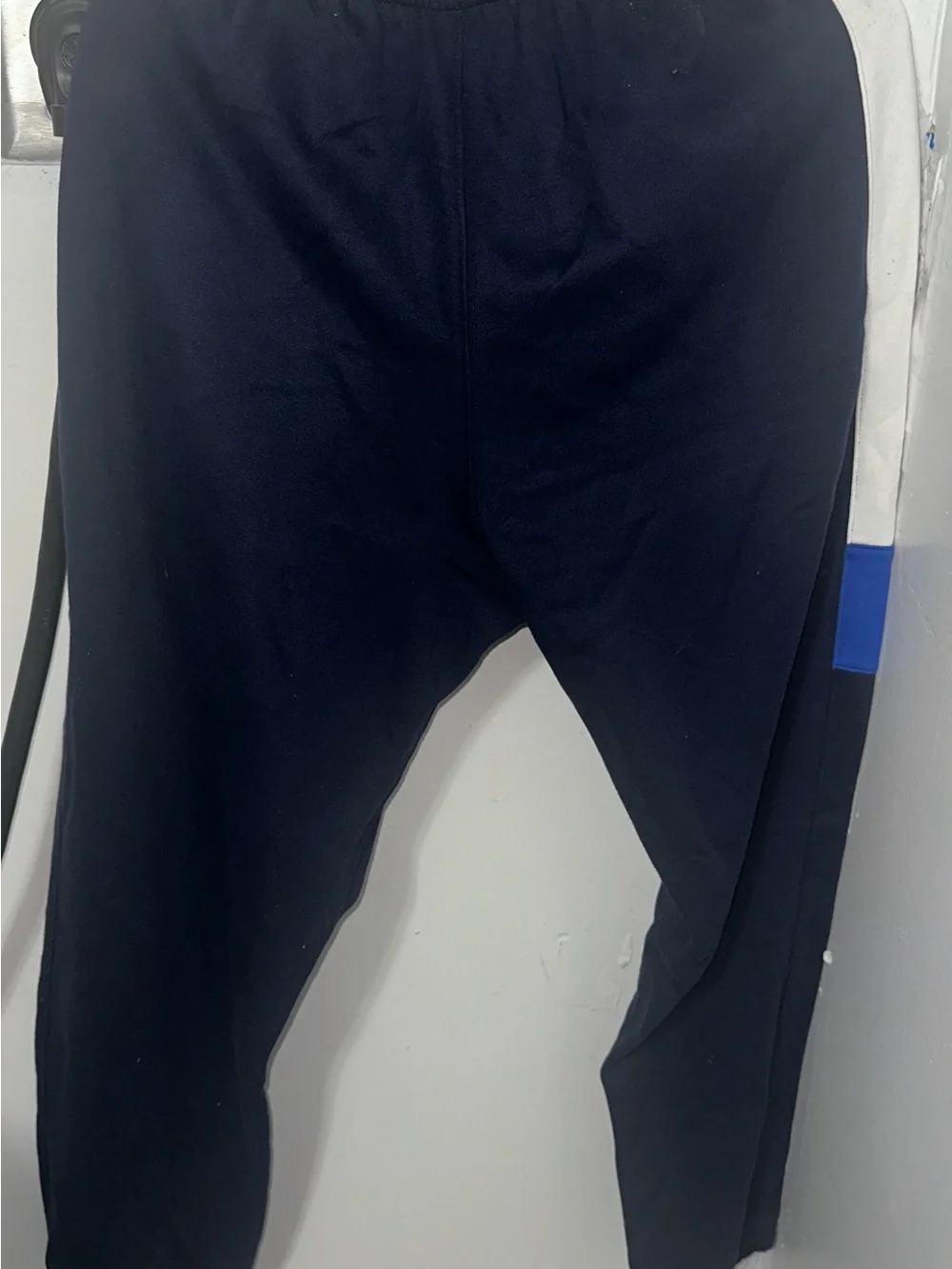 Nike Men’s Navy Sweatpants with White & Blue Side Panels